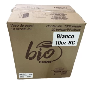 Vaso de papel para bebidas calientes 10 oz. Caja 1000 unidades